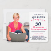 Fabulous at 50 Birthday Celebration Invitation Kaart (Voorkant)