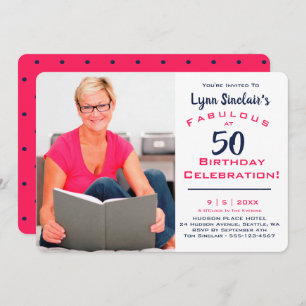 Fabulous at 50 Birthday Celebration Invitation Kaart