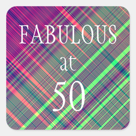 Fabulous at 50 Glitch Square Sticker (Voorkant)