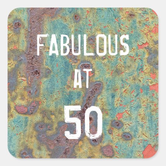 Fabulous at 50 Rust Square Sticker (Voorkant)