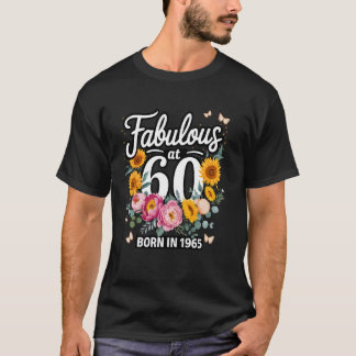 Fabulous at 60 Floral 1965 Birthday Celebration T-shirt