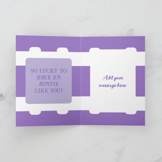 Fabulous Auntie foto naam paarse groene verjaardag Kaart (Binnen)