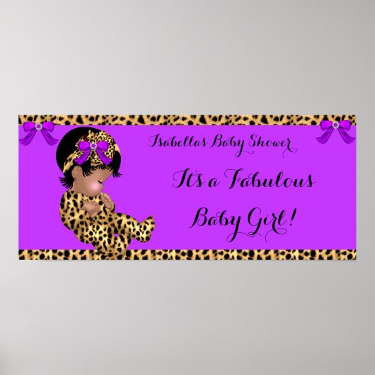 Fabulous Baby shower Baby Cute Girl Leopard 3 Poster (Voorkant)