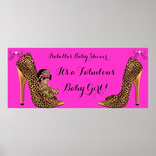 Fabulous Baby shower Baby Cute Girl Leopard Shoe Poster (Voorkant)