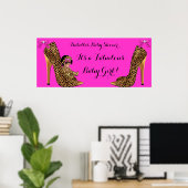 Fabulous Baby shower Baby Cute Girl Leopard Shoe Poster (Thuiskantoor)