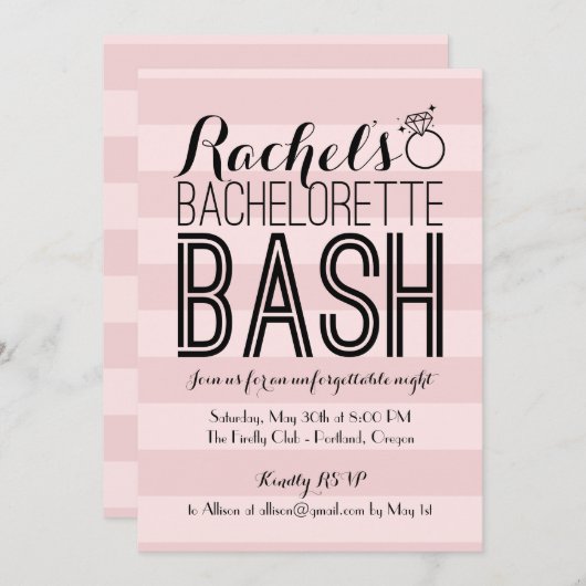 Fabulous Bash | vrijgezellenfeest Kaart (Voorkant / Achterkant)