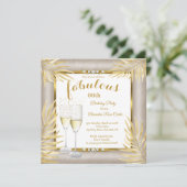 Fabulous Beige Gold Palms Champagne Kaart (Staand voorkant)