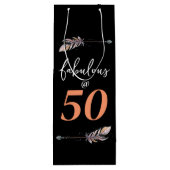 Fabulous bij 50 50th Birthday Party Bohemian Arrow Wijn Cadeautas (Achterkant)