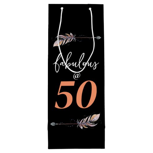Fabulous bij 50 50th Birthday Party Bohemian Arrow Wijn Cadeautas (Achterkant)
