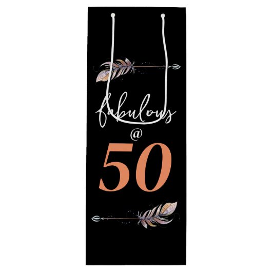 Fabulous bij 50 50th Birthday Party Bohemian Arrow Wijn Cadeautas (Voorkant)