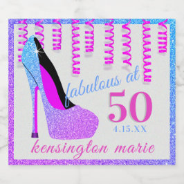 Fabulous bij 50 Sparkly Mousserende Wijnflesetiket Sparkling Wijnetiket