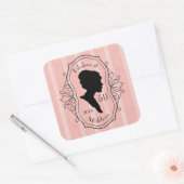 Fabulous bij Fifty Cameo Lady Silhouette Dusty Pin Vierkante Sticker (Envelop)