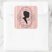 Fabulous bij Fifty Cameo Lady Silhouette Dusty Pin Vierkante Sticker (Tas)