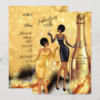 Fabulous Birthday Black Gold Dresses Champagne Kaart