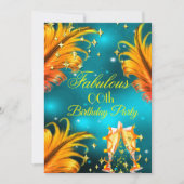 Fabulous Birthday blauwgroen Gold Yellow Champagne Kaart (Voorkant)