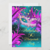 Fabulous Birthday blauwgroen Paars roze maskerade Kaart (Voorkant)