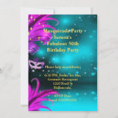 Fabulous Birthday blauwgroen Paars roze maskerade Kaart (Achterkant)