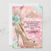 Fabulous birthday Blush Pink Teal Tiara Gold Heel Kaart (Achterkant)