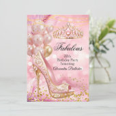 Fabulous birthday Blush Pink Tiara Gold Heel Kaart (Staand voorkant)
