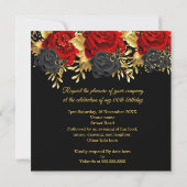 Fabulous Birthday Champagne Red Black Rozen Gold Kaart (Achterkant)