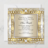 Fabulous Birthday Cream Diamond Pearl Gold Kaart (Achterkant)