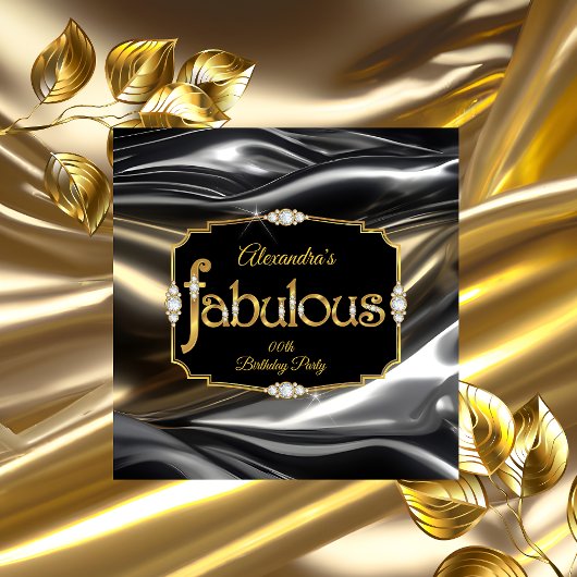 Fabulous Birthday Diamonds Gold Black Silver Kaart