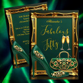 Fabulous Birthday Emerald gems Heel Champagne Gold Kaart