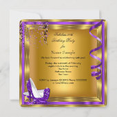 Fabulous Birthday Glitter Paars High Heels Gold 3 Kaart (Achterkant)
