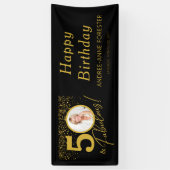 Fabulous Birthday Gold Black Photo  Spandoek (Verticaal)