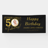 Fabulous Birthday Gold Black Photo  Spandoek (Horizontaal)