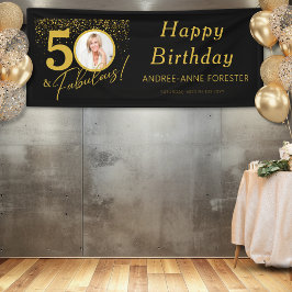Fabulous Birthday Gold Black Photo  Spandoek