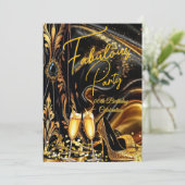 Fabulous Birthday Golden Heels Black Champagne Kaart (Staand voorkant)