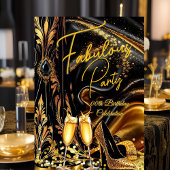 Fabulous Birthday Golden Heels Black Champagne Kaart