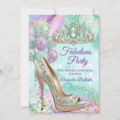 Fabulous birthday Lilac Teal Tiara Gold Heel Kaart (Voorkant)