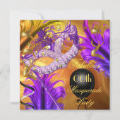 Fabulous Birthday Masquerade Party Paars Gold Kaart (Voorkant)
