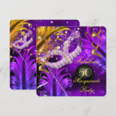 Fabulous Birthday Paars Gold Masquerade Party 2 Kaart (Voorkant / Achterkant)