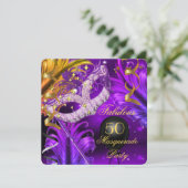 Fabulous Birthday Paars Gold Masquerade Party 2 Kaart (Staand voorkant)