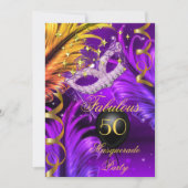 Fabulous Birthday Paars Masquerade mask gold Kaart (Voorkant)