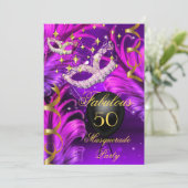 Fabulous Birthday Paars roze Masquerade mask Kaart (Staand voorkant)