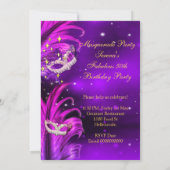 Fabulous Birthday Paars roze Masquerade mask Kaart (Achterkant)