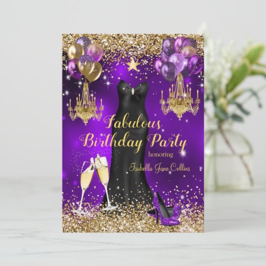 Fabulous Birthday Paarse Celebration Star Kaart (Staand voorkant)