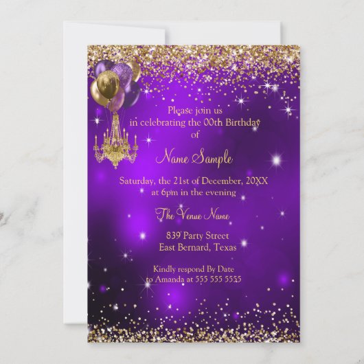 Fabulous Birthday Paarse Celebration Star Kaart (Achterkant)