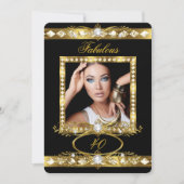 Fabulous Birthday Party Pearl Black Gold Photo 2 Kaart (Voorkant)