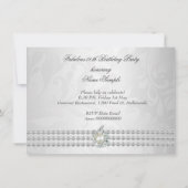 Fabulous Birthday Party Silver White Diamond Pearl Kaart (Achterkant)