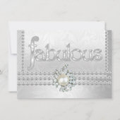 Fabulous Birthday Party Silver White Diamond Pearl Kaart (Voorkant)