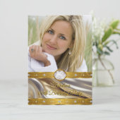 Fabulous Birthday Photo Diamonds Gold Silver Kaart (Staand voorkant)