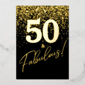  Fabulous Birthday Photo Gold Foil Invitation Folie Uitnodiging (Voorkant)