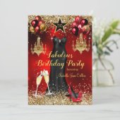 Fabulous Birthday Red Celebration Star-kleding Kaart (Staand voorkant)