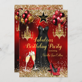 Fabulous Birthday Red Celebration Star-kleding Kaart