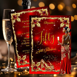 Fabulous Birthday Red Dress Gold High Heels Ethnic Kaart